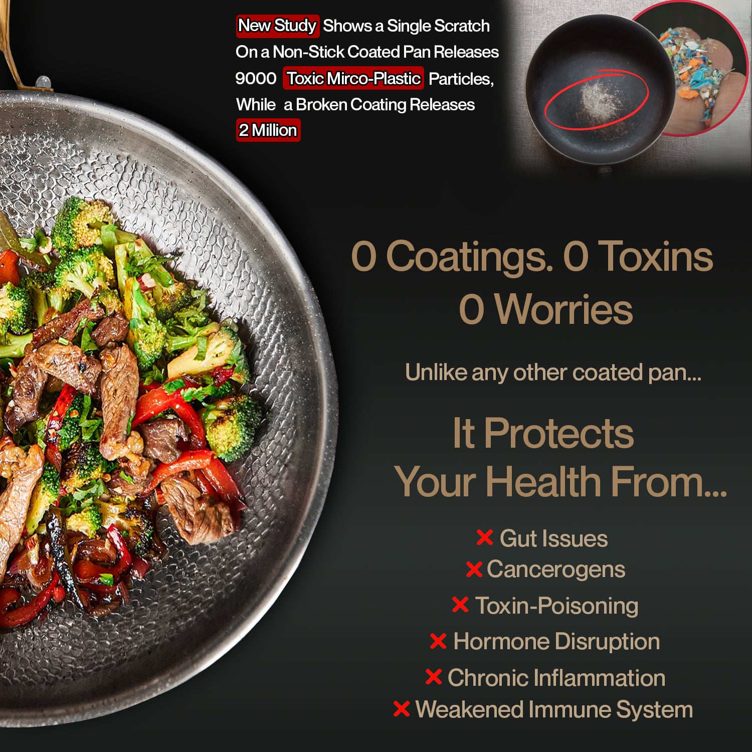 Titanium Non-stick cookware with food