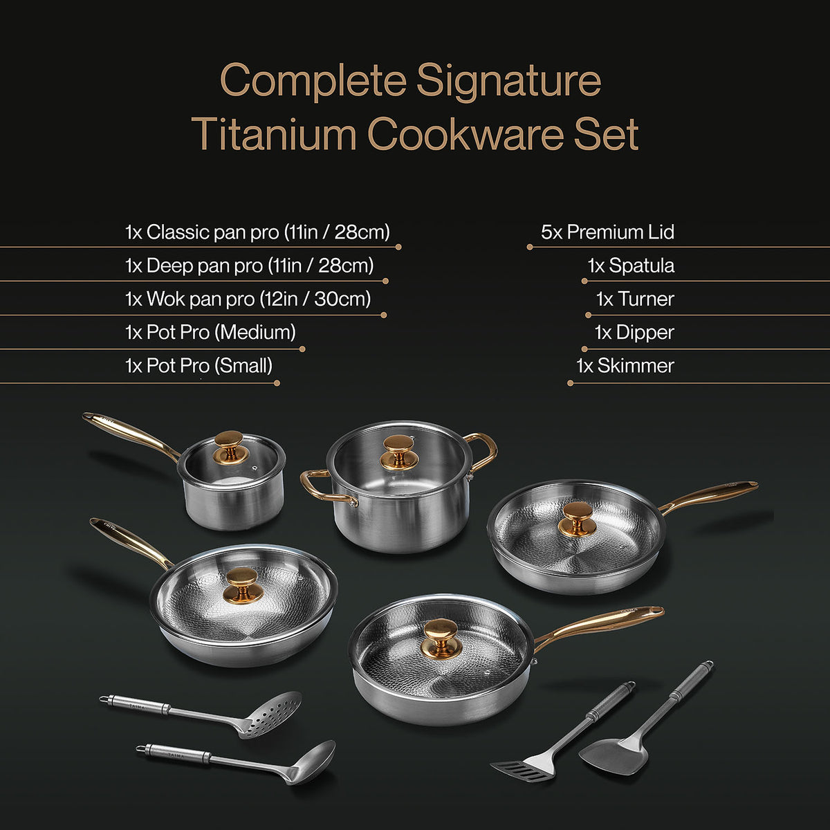 Pure Titanium Complete Cookware Set (14 Pieces)