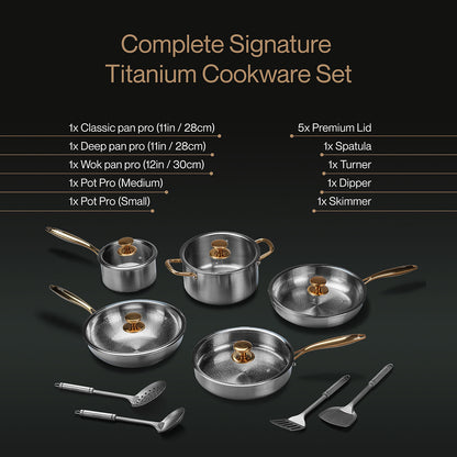 Pure Titanium Complete Cookware Set (14 Pieces)